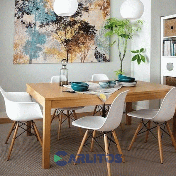 Silla Eames Pvc Blanca Patas De Madera Garden Life