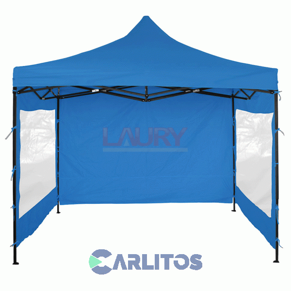 Gazebo Plegable Con Paredes 3 X 3 X 2.50 Altura Central Mts Azul