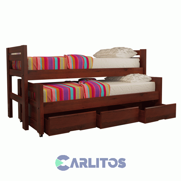 Cama Nido Con Cajonera Inmacol Caoba