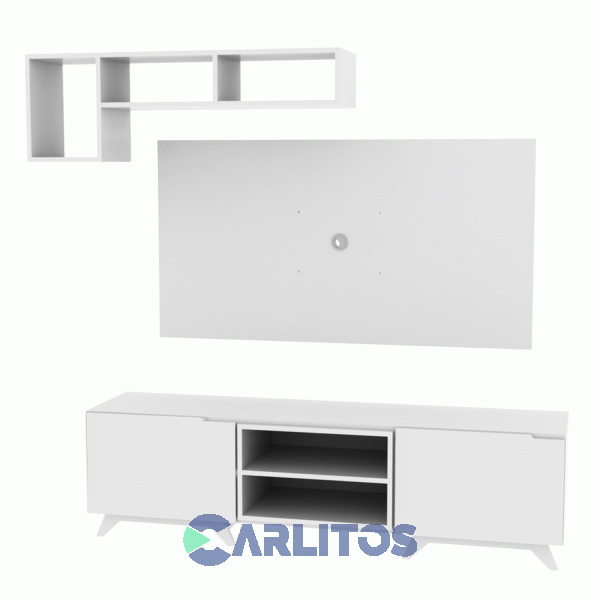 Combo Mesa Baja Tv-Panel Tv-Repisa Blanco