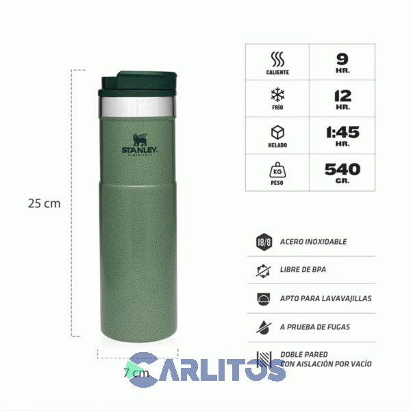 Botella De Acero Inoxidable Stanley Classic Neverleak Tm Mug Verde