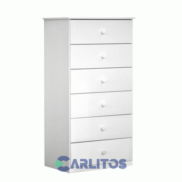 Chiffonier Recto Con 6 Cajones Geza Laqueado Blanco