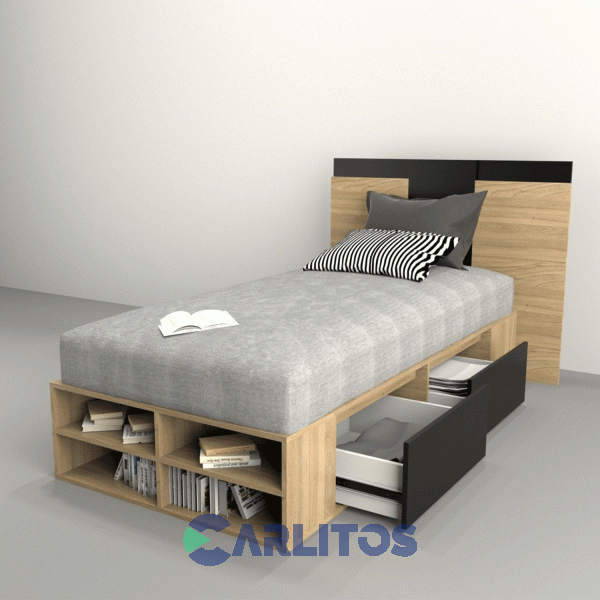 Box Multifunción 0.92 Mts 4 Cajones Tables Olmo Finlandés y Negro