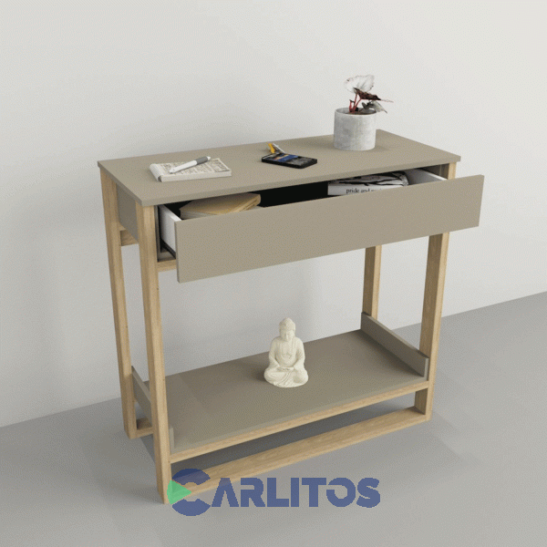 Mesa De Arrime Con Cajón Tables Olmo Finlandés y Gris