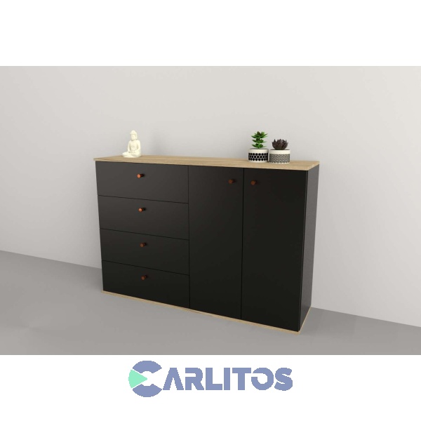 Bahiut 1.30 Mts Línea Home Tables Olmo Finlandés y Negro