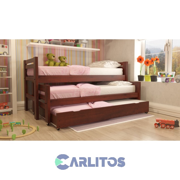 Cama Nido Triple Pacífico Inmacol Caoba