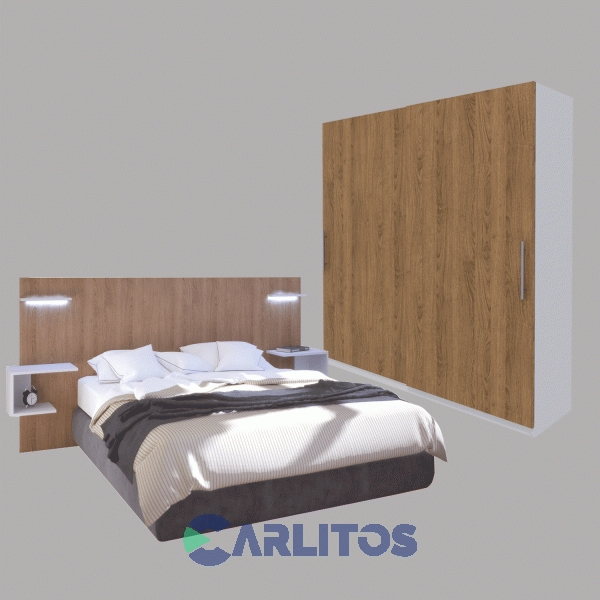 Placard 2.00 Mts Puertas Corredizas Fiplasto Olmo Finlandés