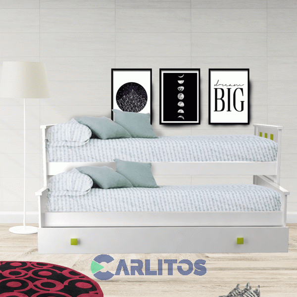 Cama Nido Cuadros Infinity Laqueado Blanco