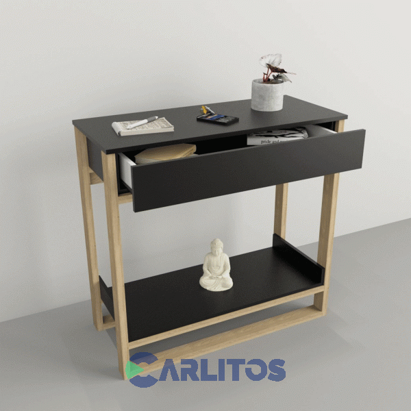 Mesa De Arrime Con Cajón Tables Olmo Finlandés y Negro