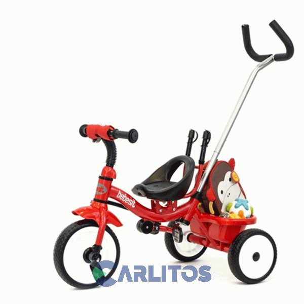 Triciclo Bebesit Con Barral Y Capota-Asiento Giratorio 360° Rojo Joy