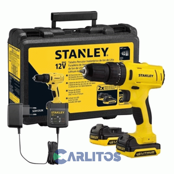 Taladro Atornillador Stanley 10 Mm Inalámbrico 12 V. En Kit Sch121s2k