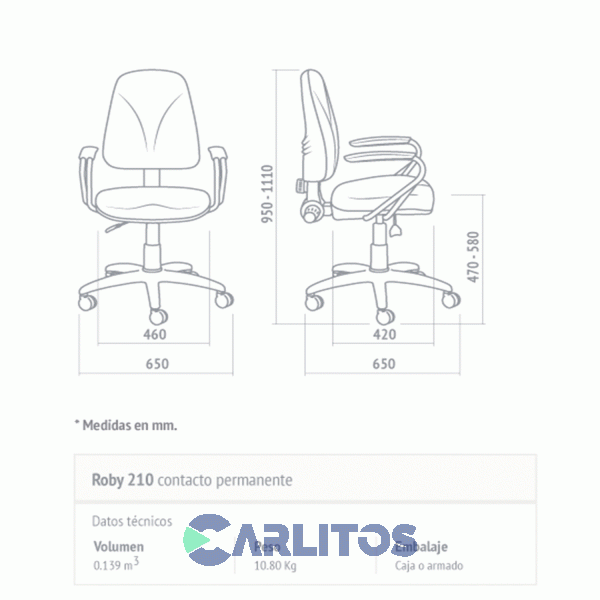 Sillón De Oficina Giratorio Roby 210 Tapizado