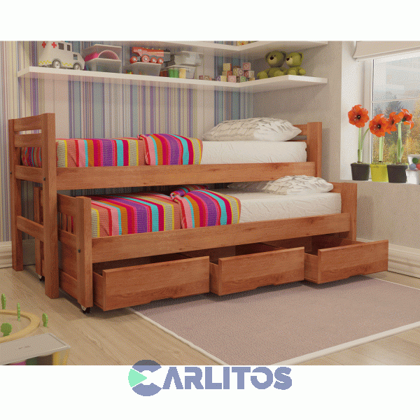 Cama Nido Con Cajonera Inmacol Castaño