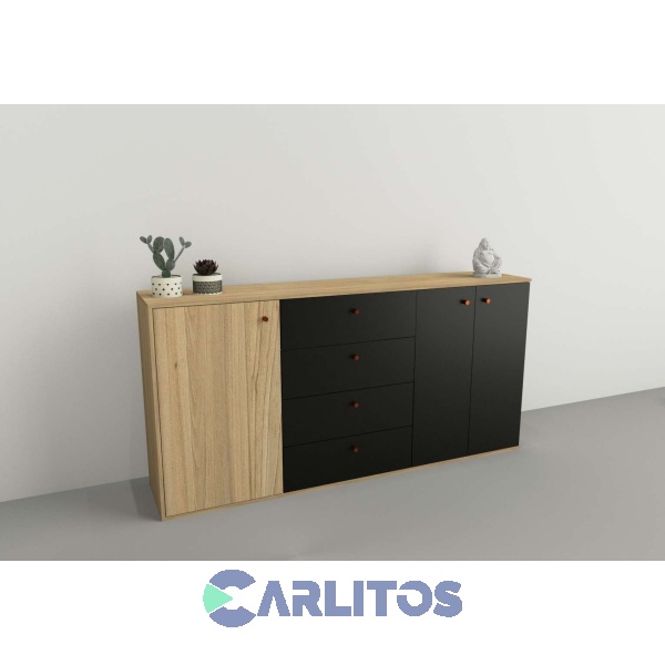 Bahiut 1.75 Mts Línea Home Tables Olmo Finlandés y Negro