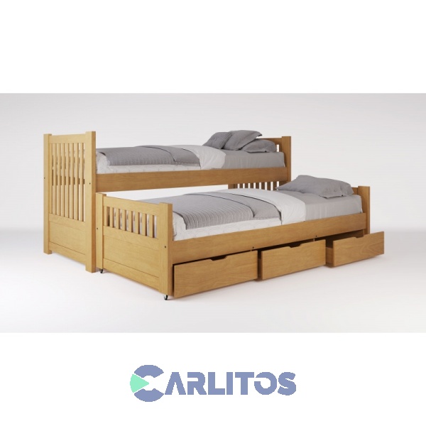 Cama Nido Doble Con Cajonera Inmacol Miel