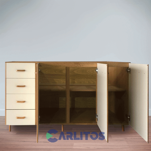 Bajo Mesada 1.60 Mts 3 Puertas 4 Cajones Izquierda Almendra