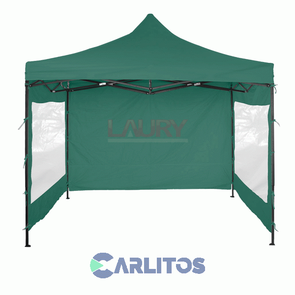 Gazebo Plegable Con Paredes 3 X 3 X 2.50 Altura Central Mts Verde