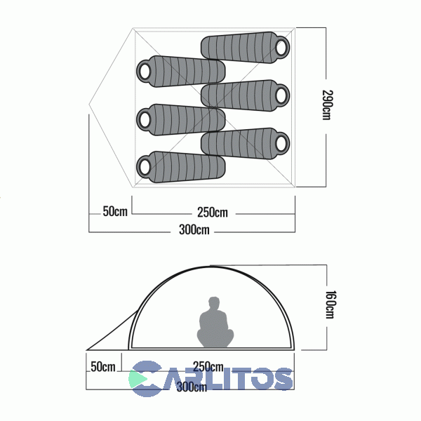 Carpa Iglú Waterdog 6 Personas 3.00 X 2.90 X 1.60 Mts Dome Iv