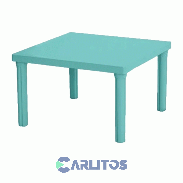 Mesa Pvc Voss Baja Cuadrada Color Aguamarina 75 Cm X 75 Cm Bari