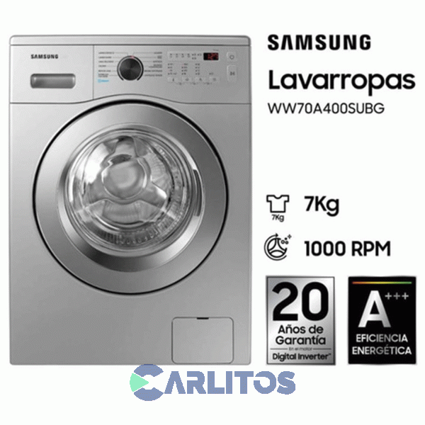 Lavarropa Carga Frontal Samsung Inverter 7 KG - 1000 RPM Gris Ww70a40000s