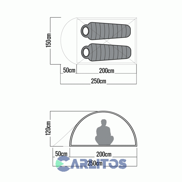 Carpa Iglú Waterdog 3 Personas 1.50 X 2.50 X 1.20 Mts Explux