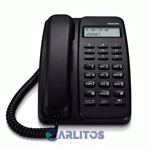 Teléfono Fijo Philips Id De Llamadas Negro Crd150b/77