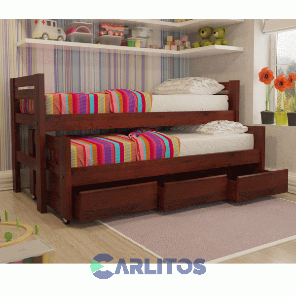 Cama Nido Con Cajonera Inmacol Caoba