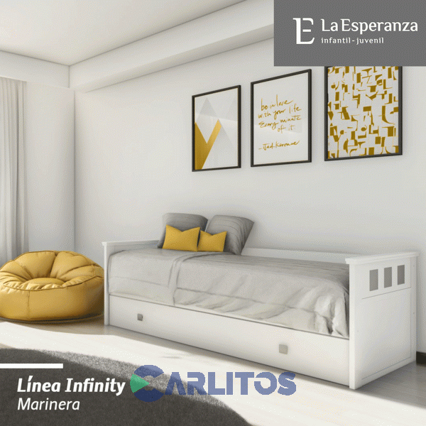 Cama Marinera Cuadros Con Carro Infinity Laqueado Blanco