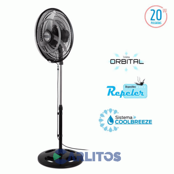 Ventilador De Pie Orbital Liliana 20" Parrilla Negra Vpm2016cb Coolbreeze