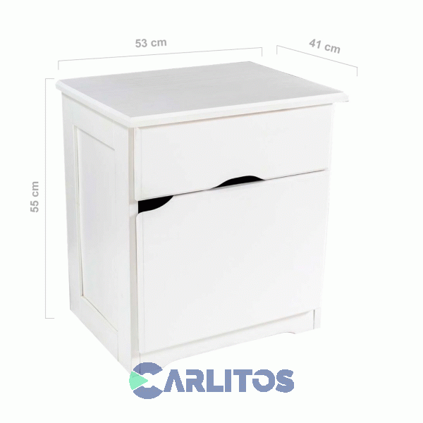 Mesa De Luz Pacífico 1 Puerta y 1 Cajón Blanco