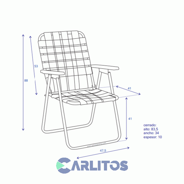 Sillón De Aluminio Lagos Fijo Tiras De Cinta Gauchito