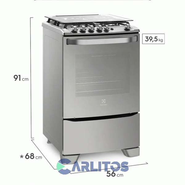 Cocina A Gas Electrolux 56 CM Acero Inoxidable Multigas 56gxq