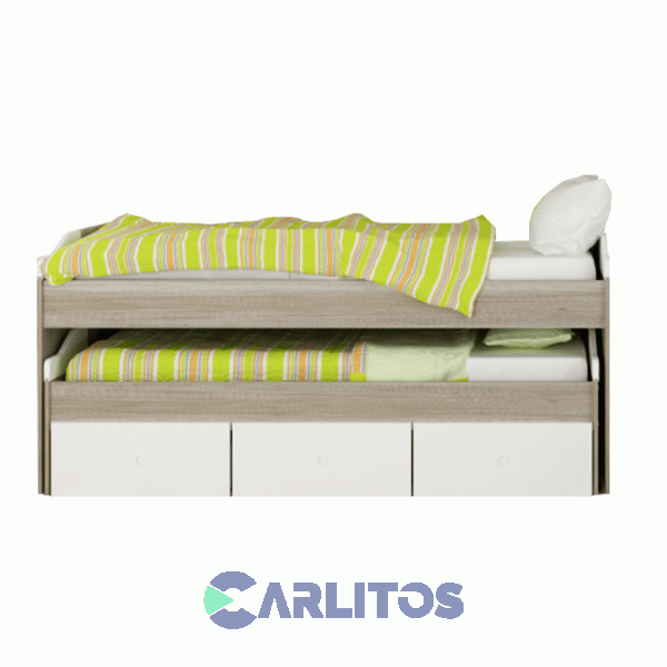 Cama Nido Doble Con Cajonera Valenziana Blanco y Barrique