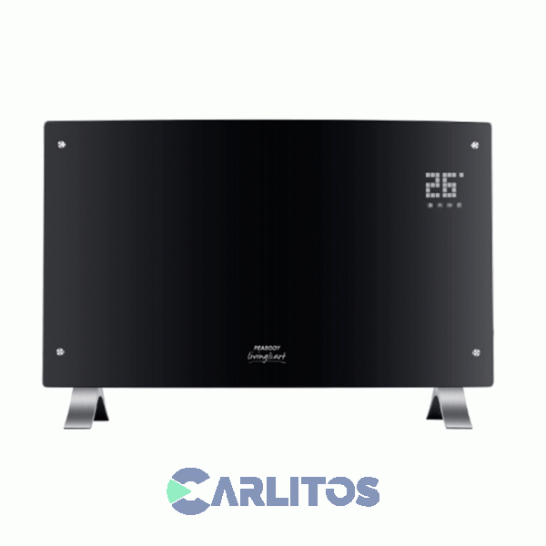 Estufa Panel De Vidrio Curvo Peabody 2000 Watts Pe-vqd20n Negro