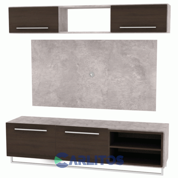 Combo Mesa Baja-Panel Tv-Repisa Fiplasto Oxido-Concreto