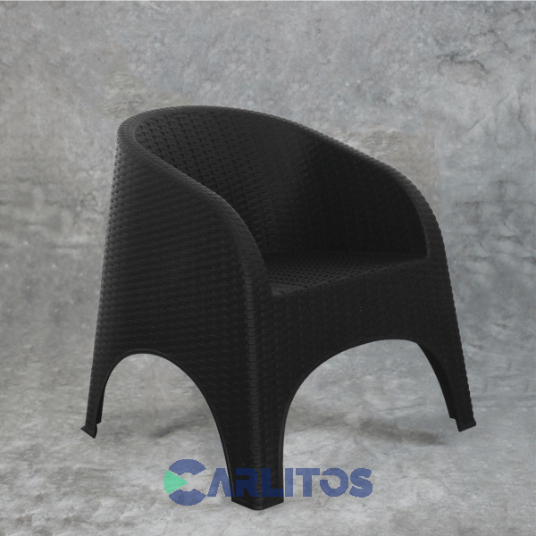 Sillón Pvc Simil Rattan Nepal Color Negro