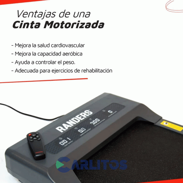 Fitness Cinta Motorizada 1 HP Randers Ultraplana Con Barral Arg-366