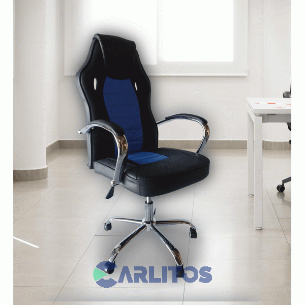 Sillón Gamer Azul Office Chair Base Cromada