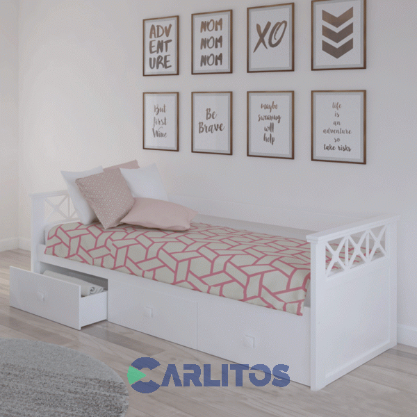 Cama Marinera Cruces Con Carro Infinity Laqueada Blanca