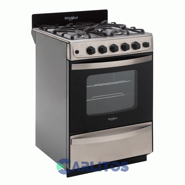Cocina A Gas Whirlpool 56 CM Acero Inox. Multigas Fundición Wfx57di
