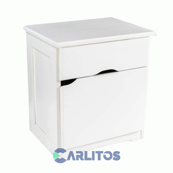 Mesa De Luz Pacífico 1 Puerta y 1 Cajón Blanco