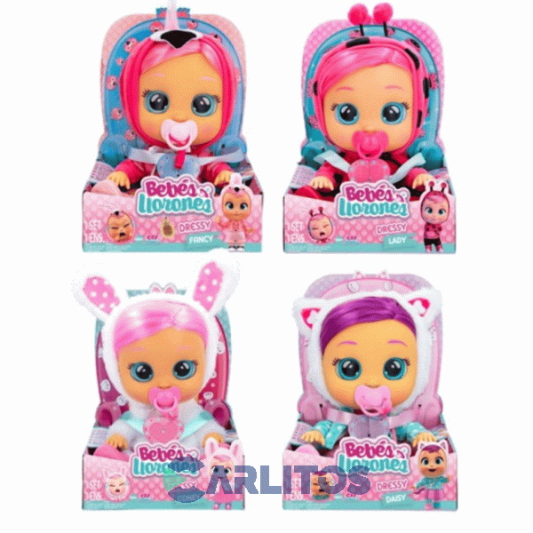 Muñeca Mecanizada Cry Babies 32 Cm Dressy Surtido