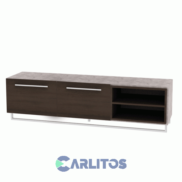 Combo Mesa Baja-Panel Tv-Repisa Fiplasto Oxido-Concreto