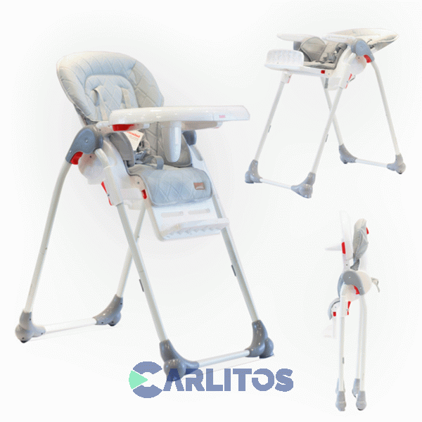 Silla De Comer Bebesit Alta Plegable Con Ruedas Delanteras 6600 Gris