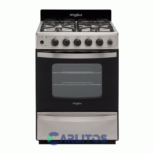 Cocina A Gas Whirlpool 56 CM Acero Inox. Multigas Fundición Wfx57di
