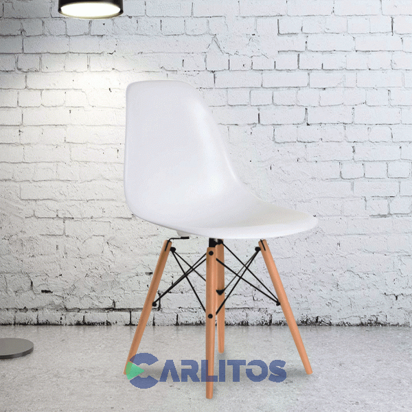 Silla Eames Pvc Blanca Patas De Madera Garden Life