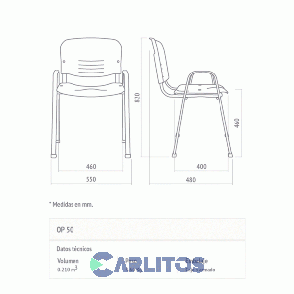 Sillón De Oficina Op 50 Fijo Pvc Negro