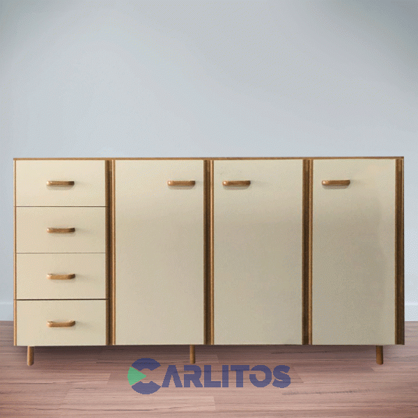 Bajo Mesada 1.60 Mts 3 Puertas 4 Cajones Izquierda Almendra