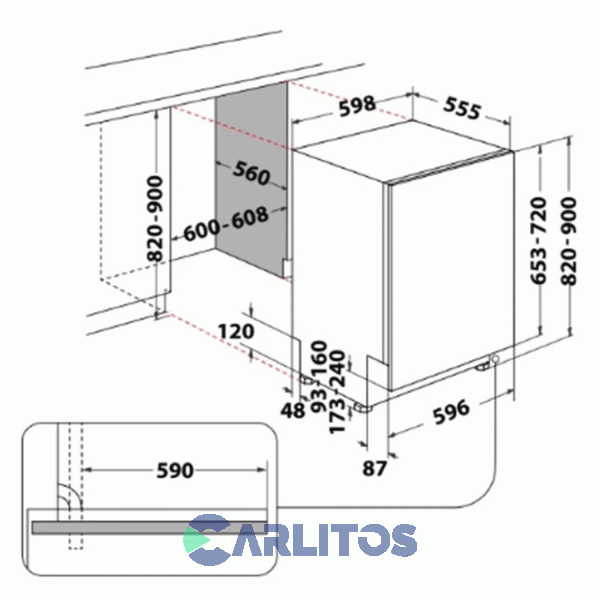 Lavavajilla Whirlpool Panelable 15 Cubiertos Acero Inoxidable Wio3p33p