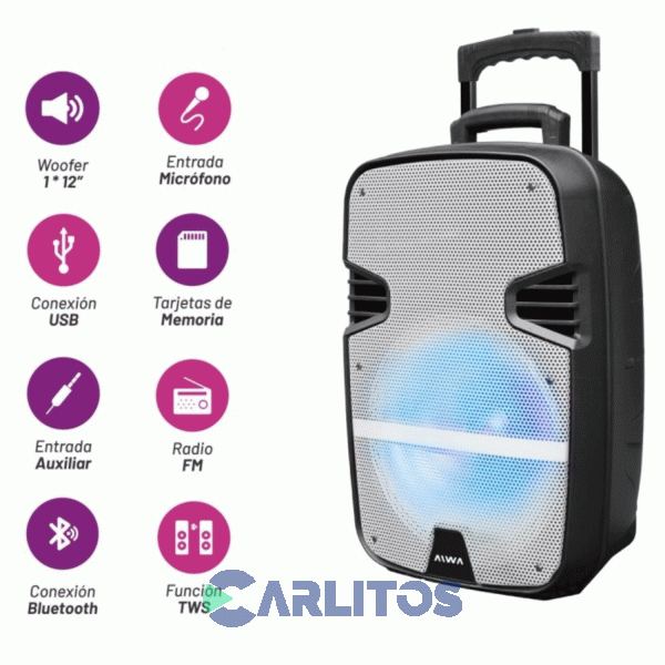 Parlante Torre Aiwa Con Bluetooth Y Batería Aw-p1200d